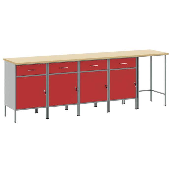Set de dulapuri de lucru cu sertar Manual 5 pcs Roșu și gri - WALTI WALTI