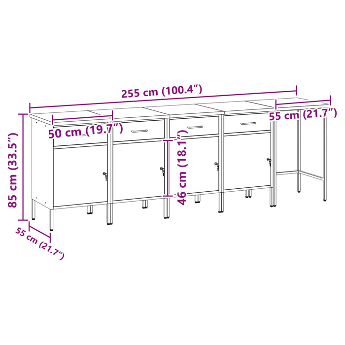Set de dulapuri de lucru cu sertar Manual 5 pcs Roșu și gri - WALTI WALTI