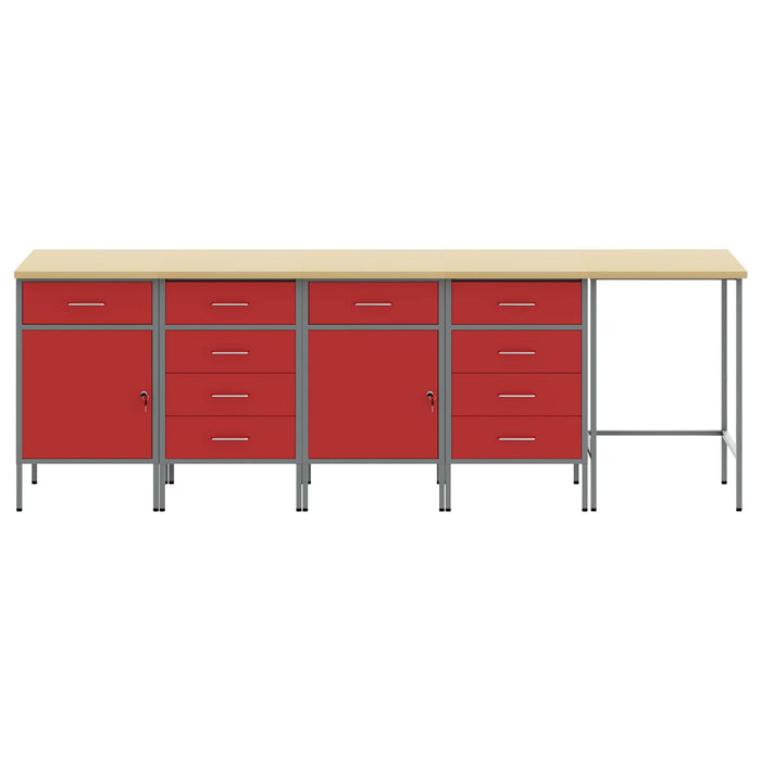 Set de dulapuri de lucru cu sertar Manual 5 pcs Roșu și gri - WALTI WALTI
