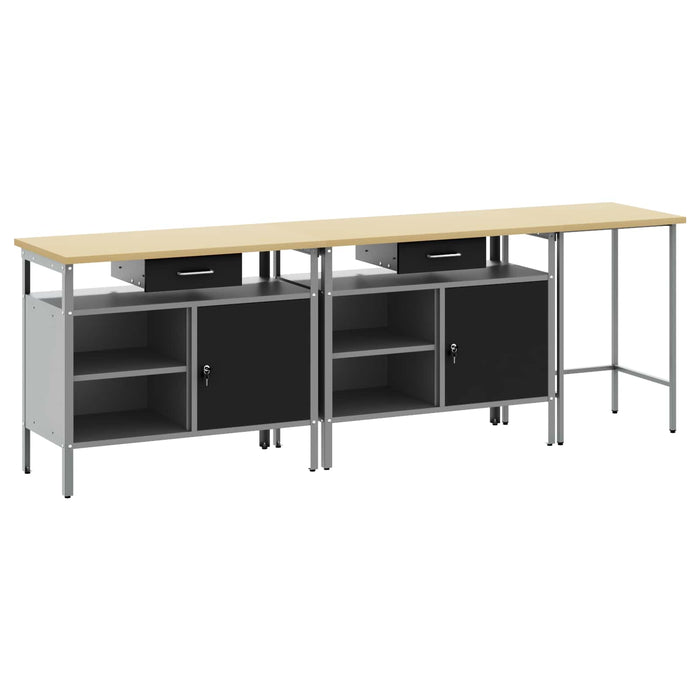 Set banc de lucru cu raft 3 pcs Roșu Oțel vopsit electrostatic - WALTI WALTI