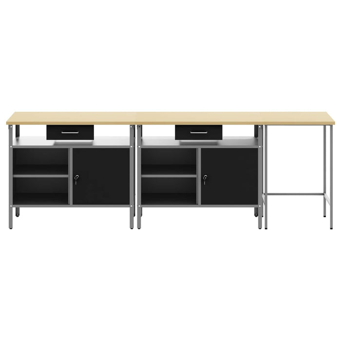 Set banc de lucru cu raft 3 pcs Roșu Oțel vopsit electrostatic - WALTI WALTI
