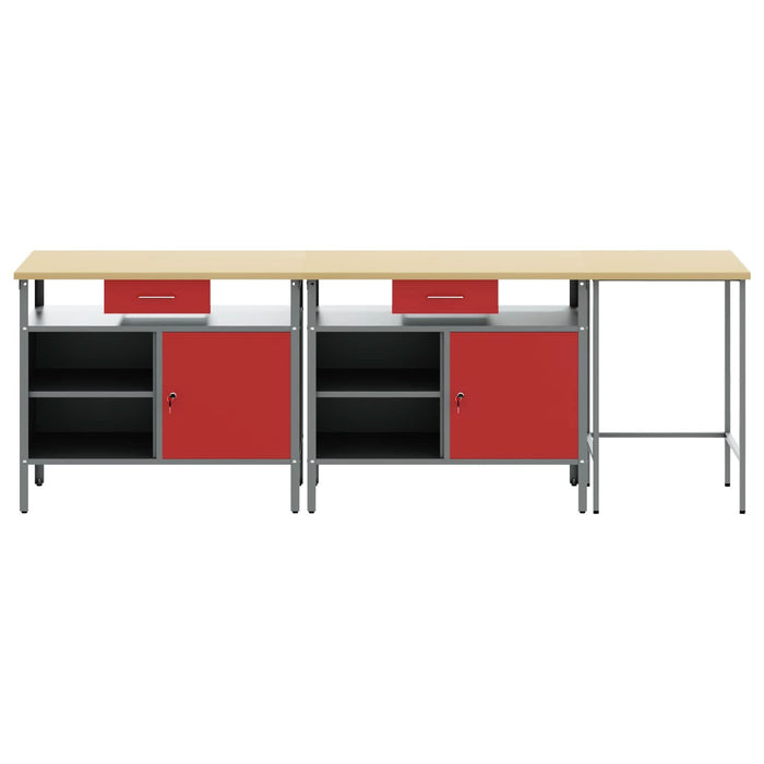 Set banc de lucru cu raft 3 pcs Negru Oțel vopsit electrostatic - WALTI WALTI
