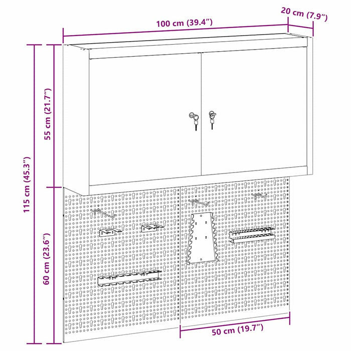 Set dulap de unelte 3 buc. Negru Oțel vopsit electrostatic - WALTI WALTI