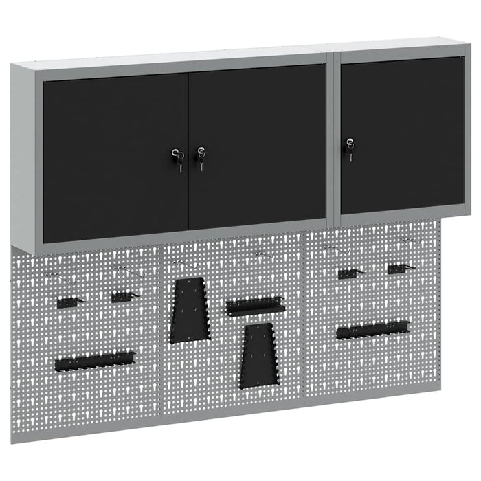 Set dulap de unelte 5 buc. Negru Oțel vopsit electrostatic WALTI