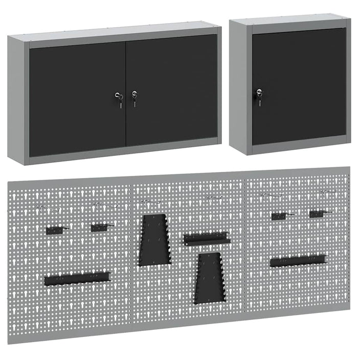 Set dulap de unelte 5 buc. Negru Oțel vopsit electrostatic WALTI