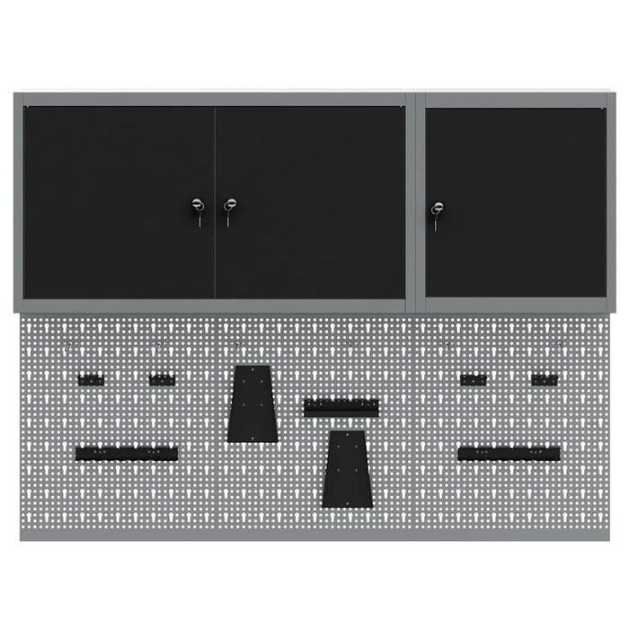 Set dulap de unelte 5 buc. Negru Oțel vopsit electrostatic WALTI
