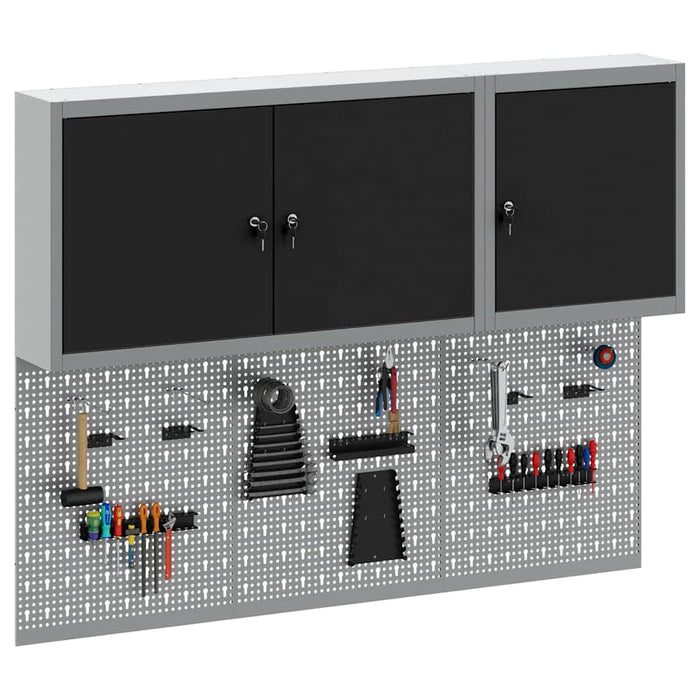 Set dulap de unelte 5 buc. Negru Oțel vopsit electrostatic WALTI
