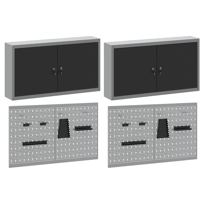 Set dulap de unelte 6 buc. Negru Oțel vopsit electrostatic WALTI