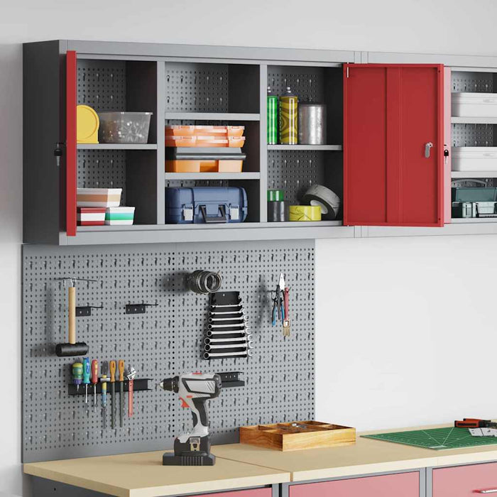 Set dulap de unelte 3 buc. Roșu Oțel vopsit electrostatic WALTI