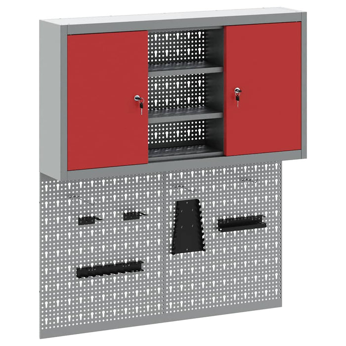 Set dulap de unelte 3 buc. Roșu Oțel vopsit electrostatic WALTI