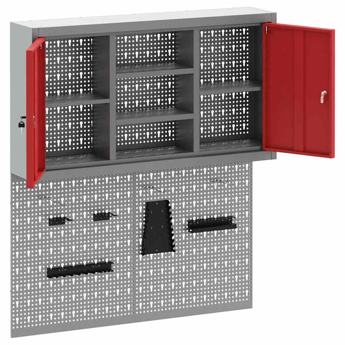 Set dulap de unelte 3 buc. Roșu Oțel vopsit electrostatic WALTI