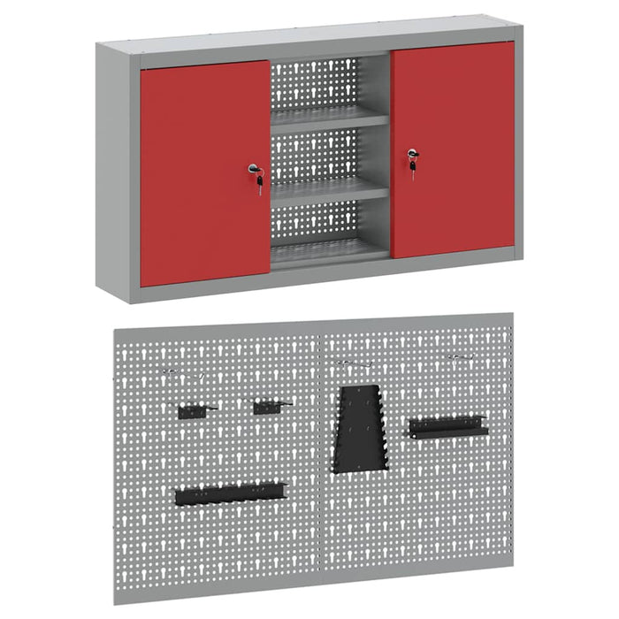 Set dulap de unelte 3 buc. Roșu Oțel vopsit electrostatic WALTI