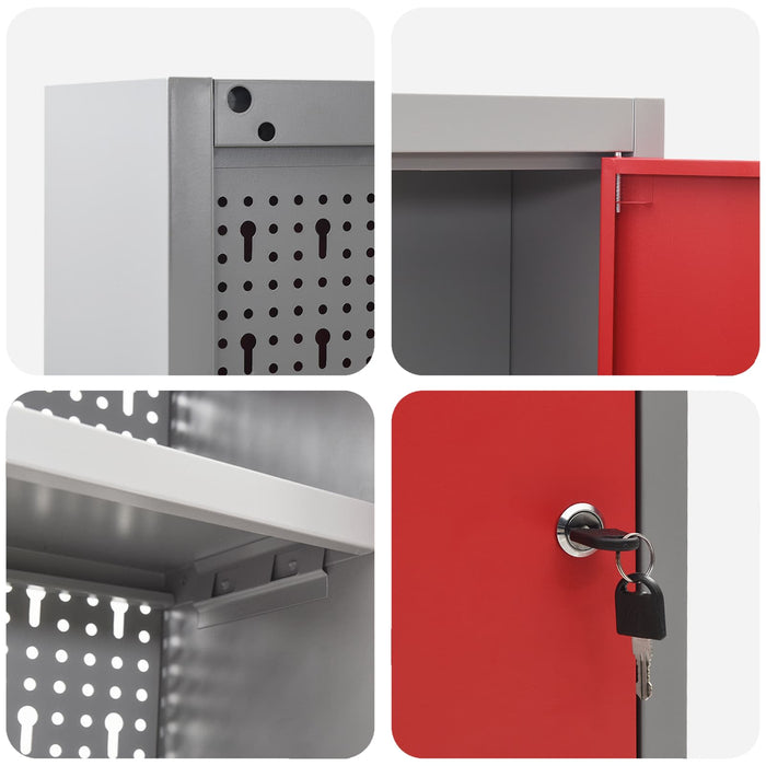 Set dulap de unelte 4 buc. Roșu Oțel vopsit electrostatic WALTI