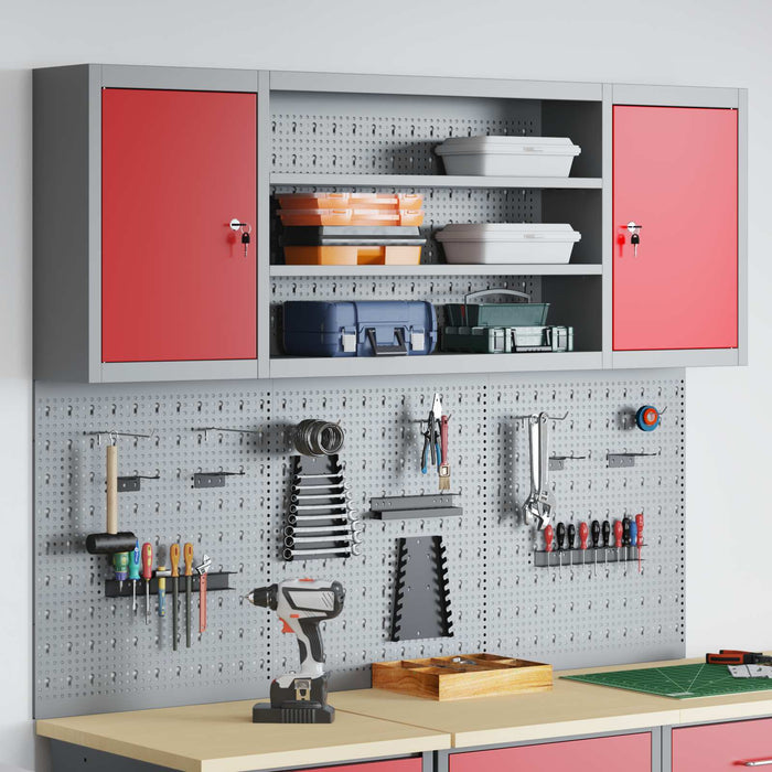 Set dulap de unelte 4 buc. Roșu Oțel vopsit electrostatic WALTI