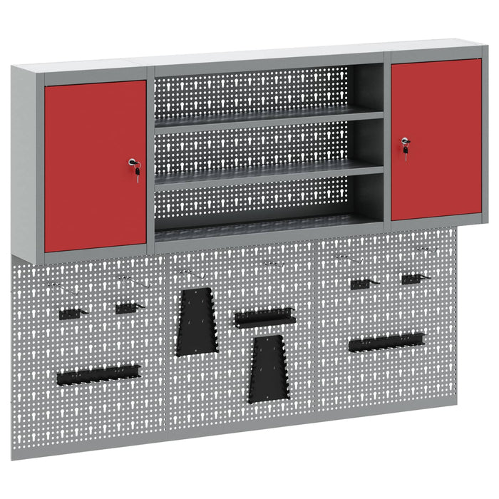 Set dulap de unelte 4 buc. Roșu Oțel vopsit electrostatic WALTI