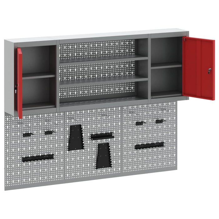 Set dulap de unelte 4 buc. Roșu Oțel vopsit electrostatic WALTI