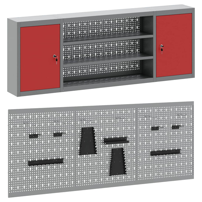 Set dulap de unelte 4 buc. Roșu Oțel vopsit electrostatic WALTI