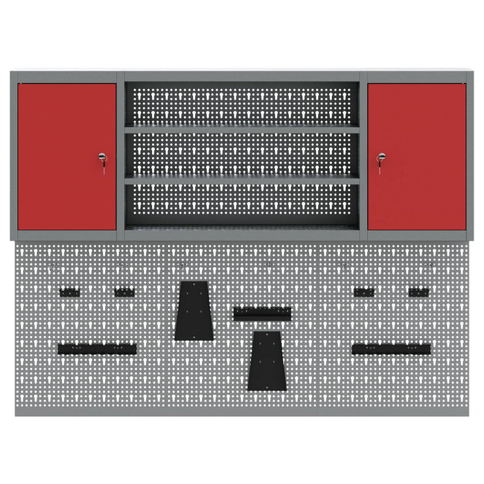 Set dulap de unelte 4 buc. Roșu Oțel vopsit electrostatic WALTI