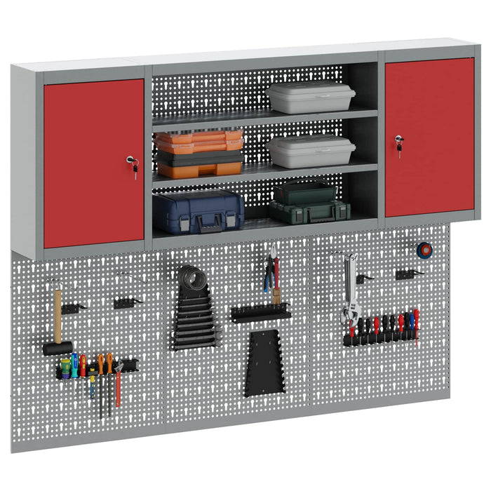 Set dulap de unelte 4 buc. Roșu Oțel vopsit electrostatic WALTI