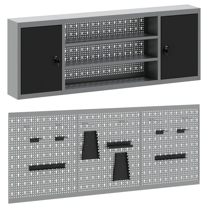 Set dulap de unelte 6 buc. Negru Oțel vopsit electrostatic WALTI
