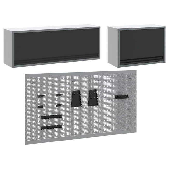 Set dulap de unelte 5 buc. Negru Oțel vopsit electrostatic WALTI