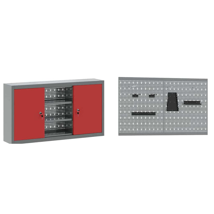Set de dulapuri de lucru cu sertar cu raft Manual 6 pcs Roșu - WALTI WALTI