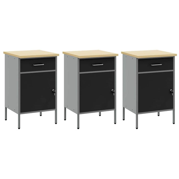 Set de dulapuri de lucru cu sertar cu depozitare 8 buc. Negru WALTI