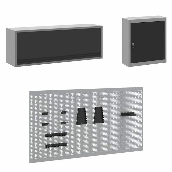 Set de dulapuri de lucru cu sertar cu depozitare 8 buc. Negru WALTI