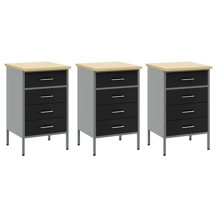 Set de dulapuri de lucru cu sertar cu depozitare 8 buc. Negru WALTI