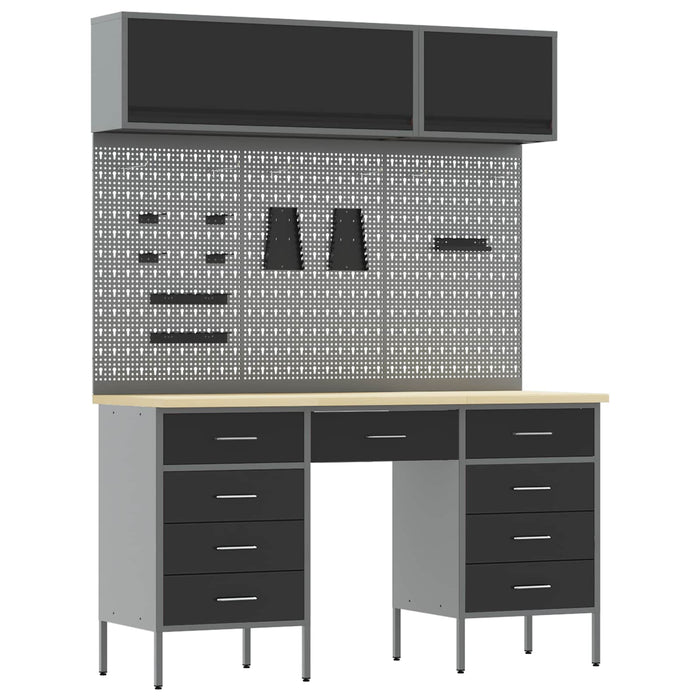 Set de dulapuri de lucru cu sertar cu depozitare 8 buc. Negru WALTI
