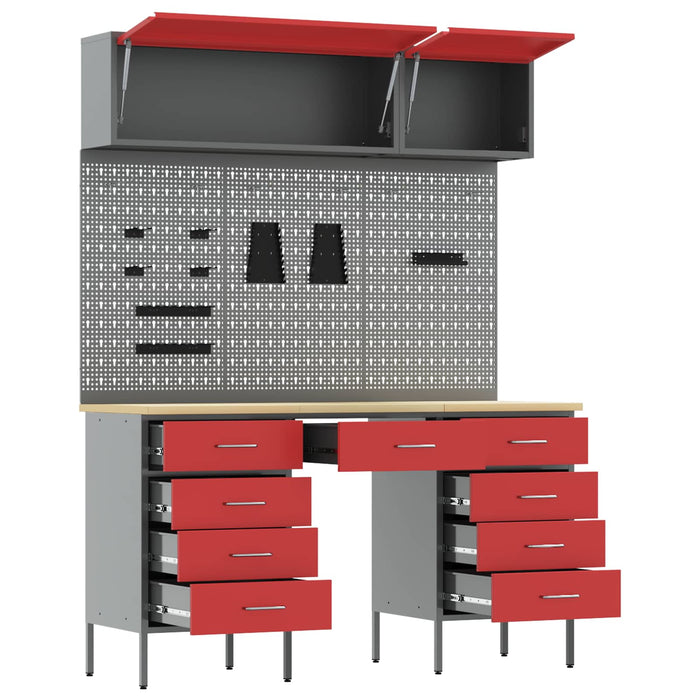 Set de dulapuri de lucru cu sertar cu depozitare 8 pcs Roșu WALTI
