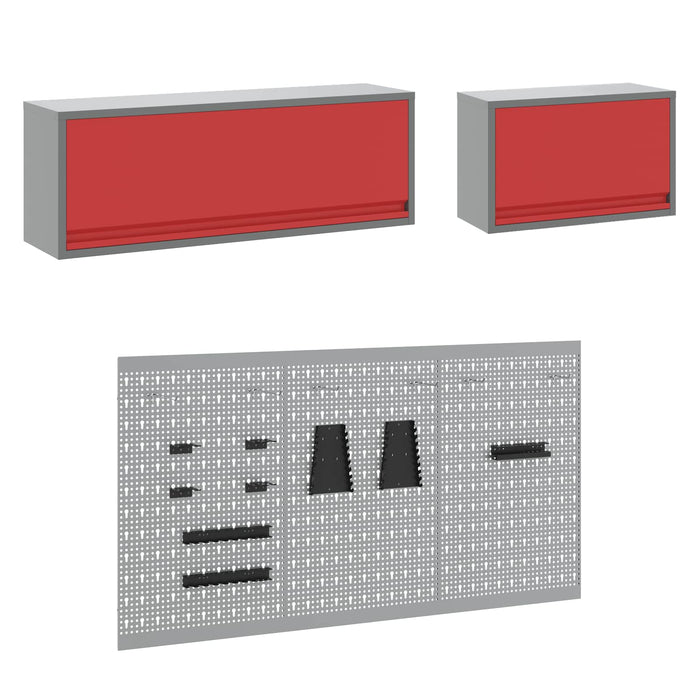 Set de dulapuri de lucru cu sertar cu depozitare 8 pcs Roșu WALTI