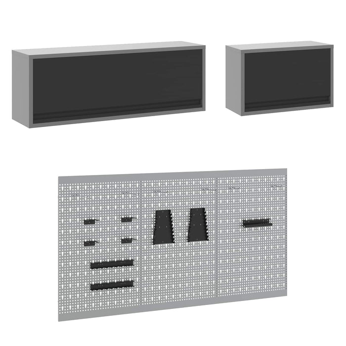 Set de dulapuri de lucru cu sertar cu depozitare 8 buc. Negru WALTI
