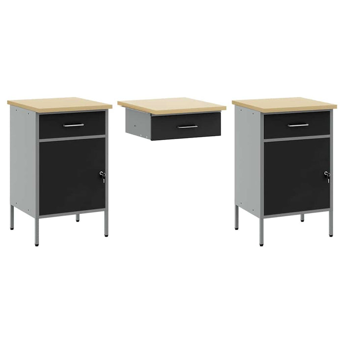 Set de dulapuri de lucru cu sertar cu depozitare 10 buc. Negru WALTI