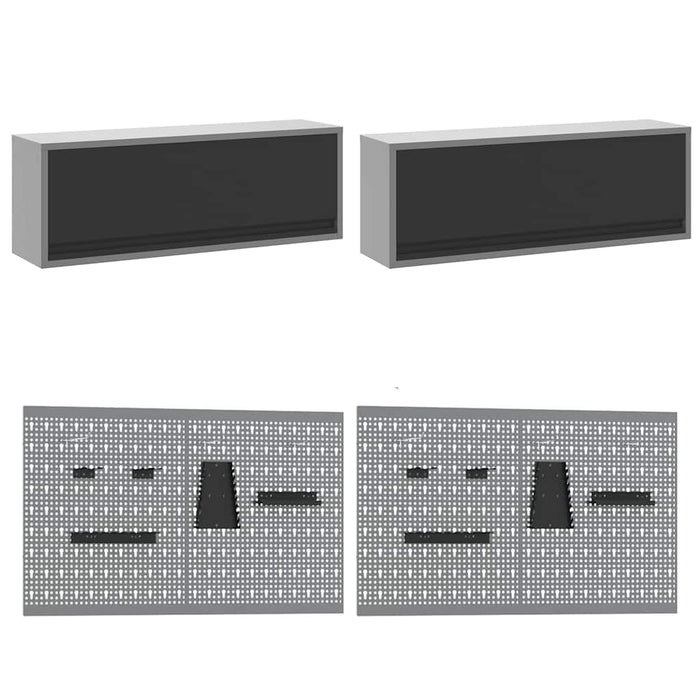 Set de dulapuri de lucru cu sertar cu depozitare 10 buc. Negru WALTI