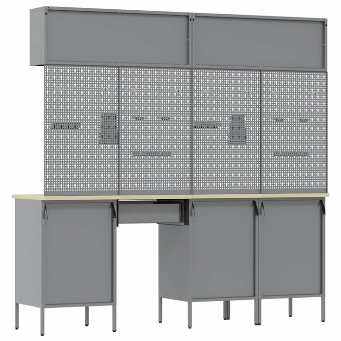 Set de dulapuri de lucru cu sertar cu depozitare 10 buc. Negru WALTI