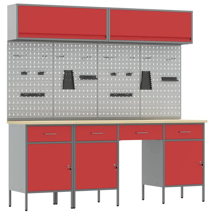 Set de dulapuri de lucru cu sertar cu depozitare 10 pcs Roșu - WALTI WALTI