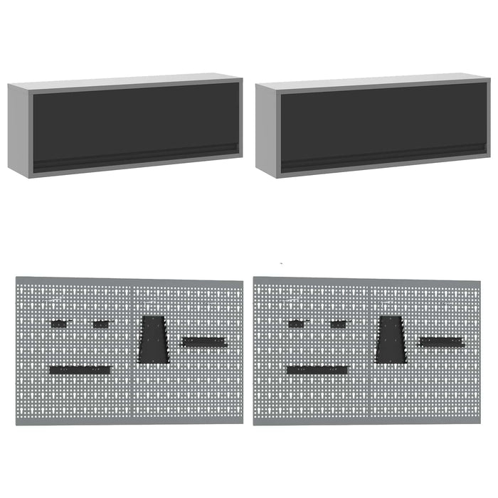 Set de dulapuri de lucru cu sertar cu depozitare 10 buc. Negru WALTI