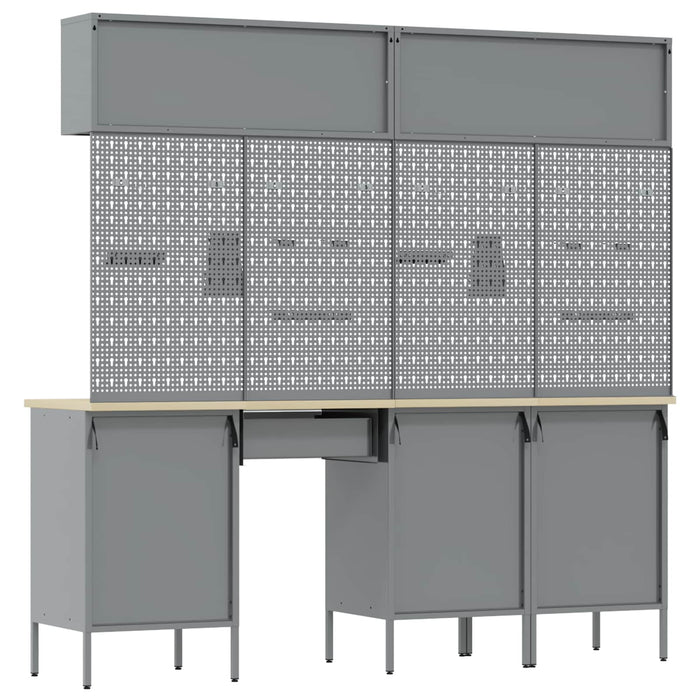 Set de dulapuri de lucru cu sertar cu depozitare 10 buc. Negru WALTI
