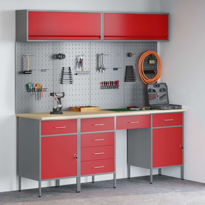 Set de dulapuri de lucru cu sertar cu depozitare 10 pcs Roșu - WALTI WALTI