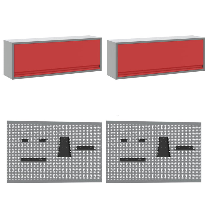 Set de dulapuri de lucru cu sertar cu depozitare 10 pcs Roșu - WALTI WALTI
