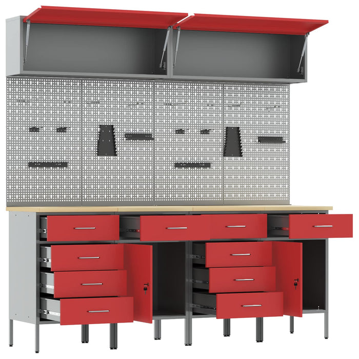 Set de dulapuri de lucru cu depozitare Manual 10 pcs Roșu - WALTI WALTI