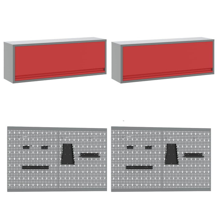 Set de dulapuri de lucru cu depozitare Manual 10 pcs Roșu - WALTI WALTI