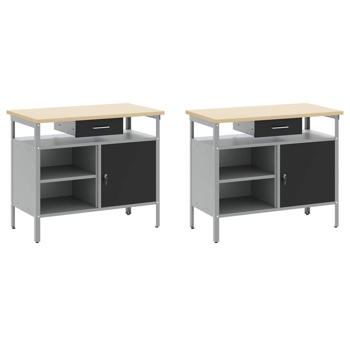 Set banc de lucru 8 buc. Negru și Gri Oțel vopsit electrostatic WALTI