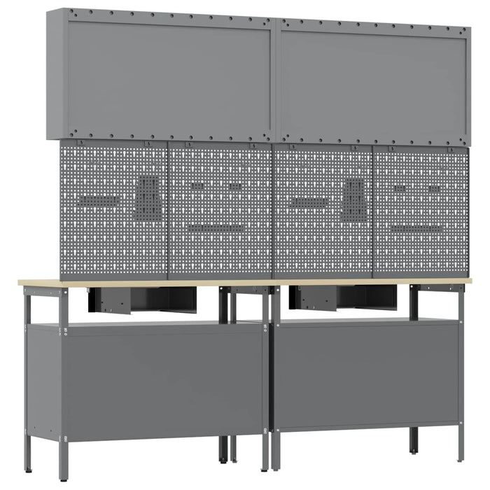 Set banc de lucru 8 buc. Negru și Gri Oțel vopsit electrostatic WALTI