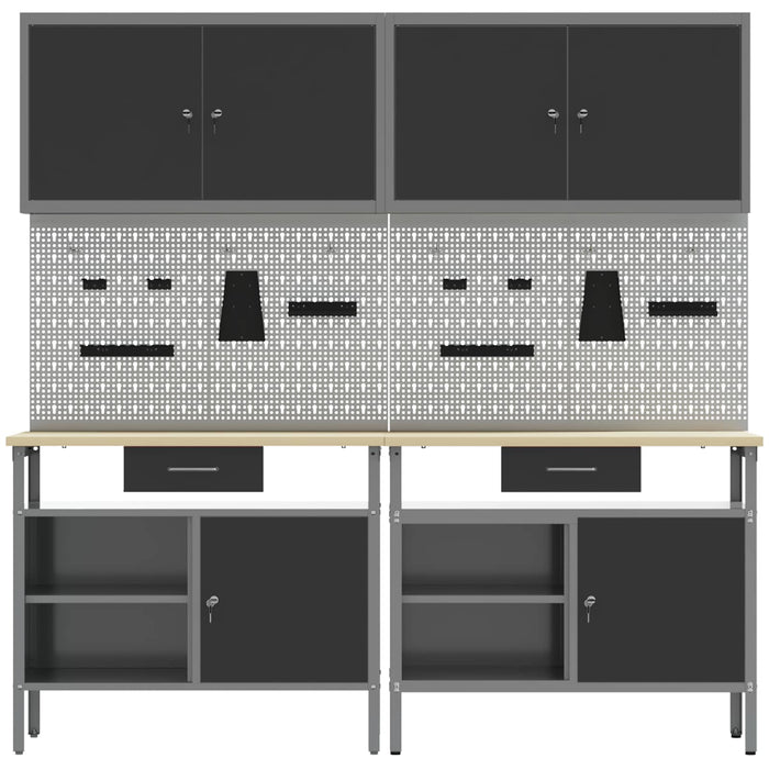 Set banc de lucru 8 buc. Negru și Gri Oțel vopsit electrostatic WALTI