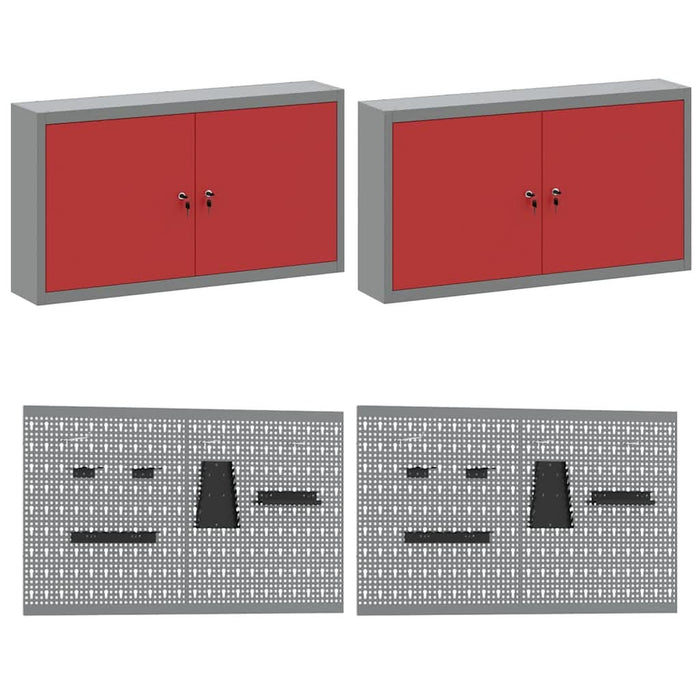 Set banc de lucru 8 buc. Roșu și gri Oțel vopsit electrostatic WALTI