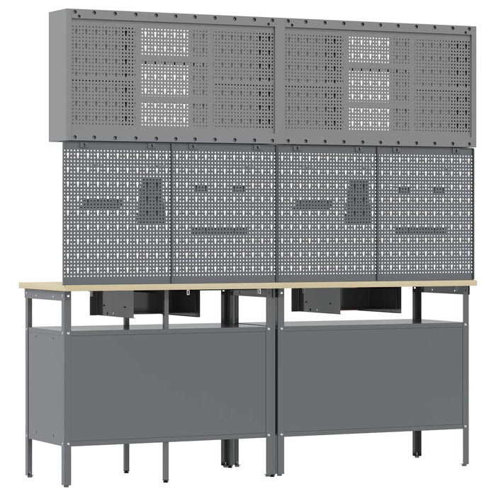 Set banc de lucru 8 buc. Roșu și gri Oțel vopsit electrostatic WALTI