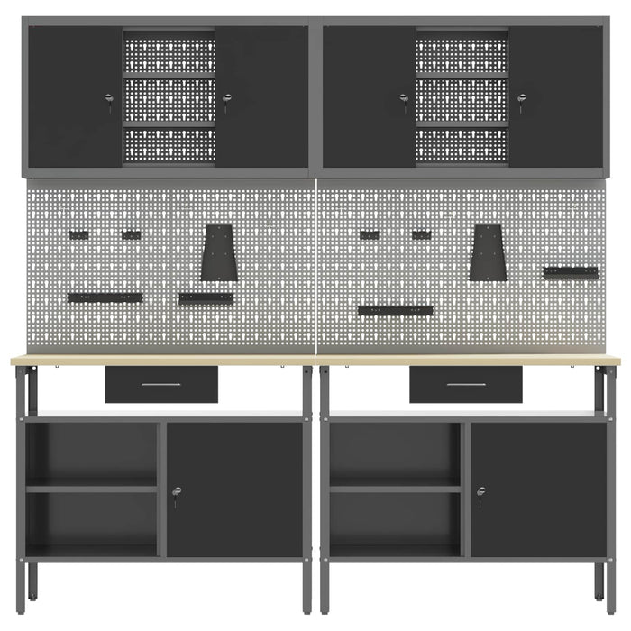 Set banc de lucru 8 buc. Roșu și gri Oțel vopsit electrostatic WALTI