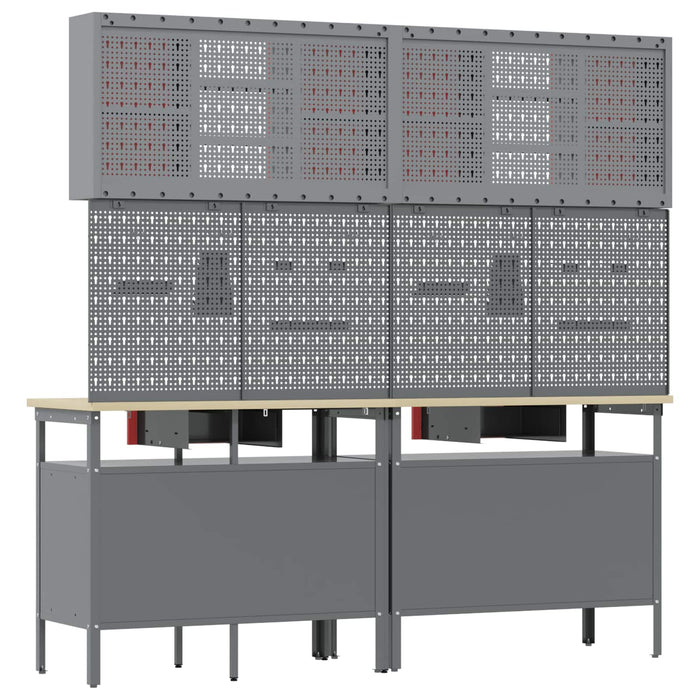 Set banc de lucru 8 buc. Roșu și gri Oțel vopsit electrostatic WALTI